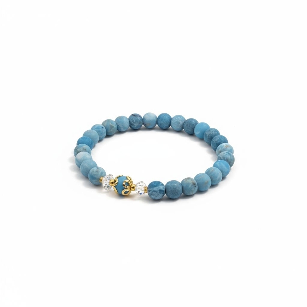 Peaceful Spirit Bracelet – Matte Larimar & Czech Crystals, 6mm